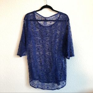 Abercrombie & Fitch dark blue mesh top